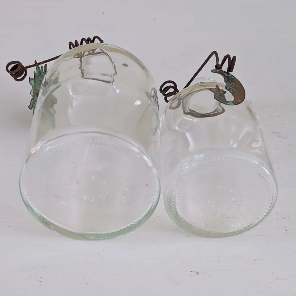 Clear Glass Copper Accented Bud Vases Set Of 2